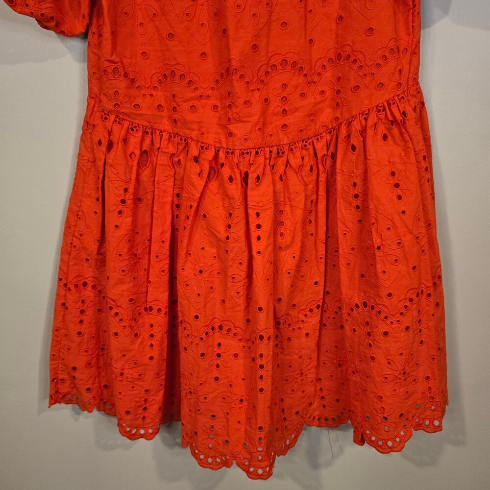 NEW NWT Women's Antonio Melani Red Orange Eyelet Button Front Dress | Size 2 - Picture 8 of 12